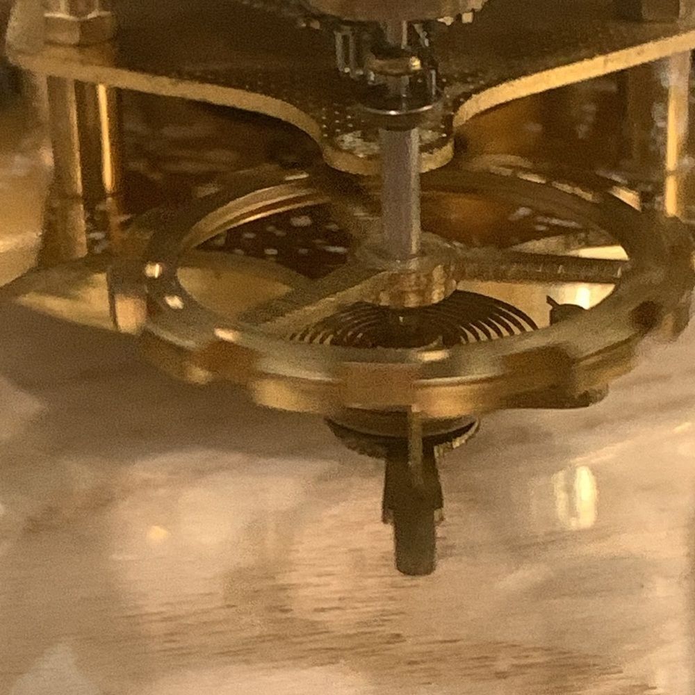 Vintage Schatz 8 Day Carriage Style Metal & Plastic Clock Moving Gear Mechanism - Picture 14 of 17
